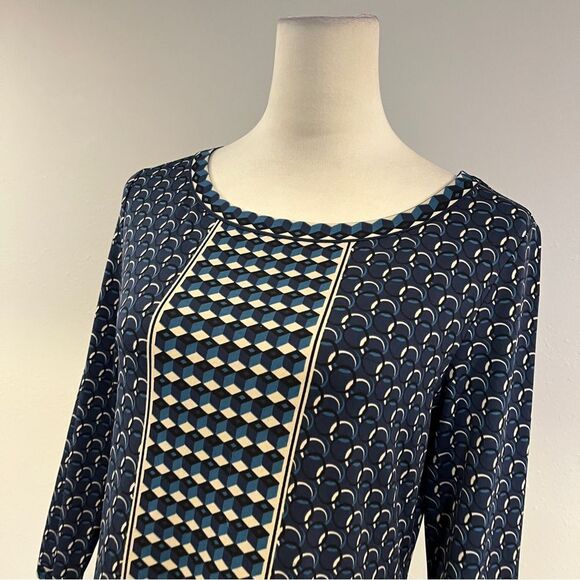 Max Studio Elegant casual geometric print long sleeve knee length Dress - Picture 2 of 14